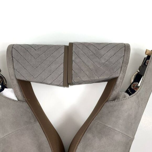 Seychelles Playwright II Slingback Block Heels Gray Suede Peep-Toe Size 8.5 M - Picture 6 of 16